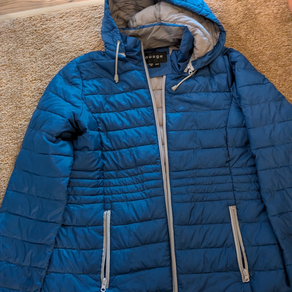 Blue Puffer Jacket with Hood